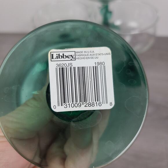 Libbey Margarita Glasses Green Cactus Stem Party Cinco de Mayo Set of 4 - Picture 2 of 7